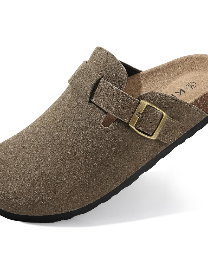 Zona Sabots Donna – Mules in Daim Véritable con Semelle Liège & Supporto Plantare