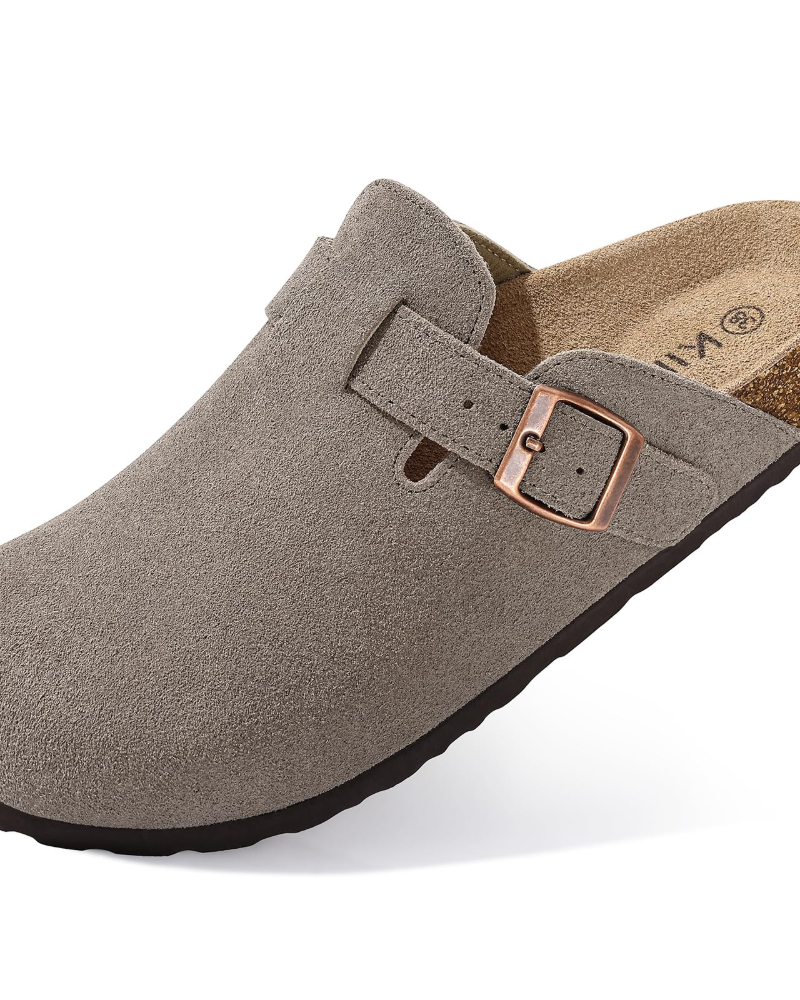 Zona Sabots Donna – Mules in Daim Véritable con Semelle Liège & Supporto Plantare