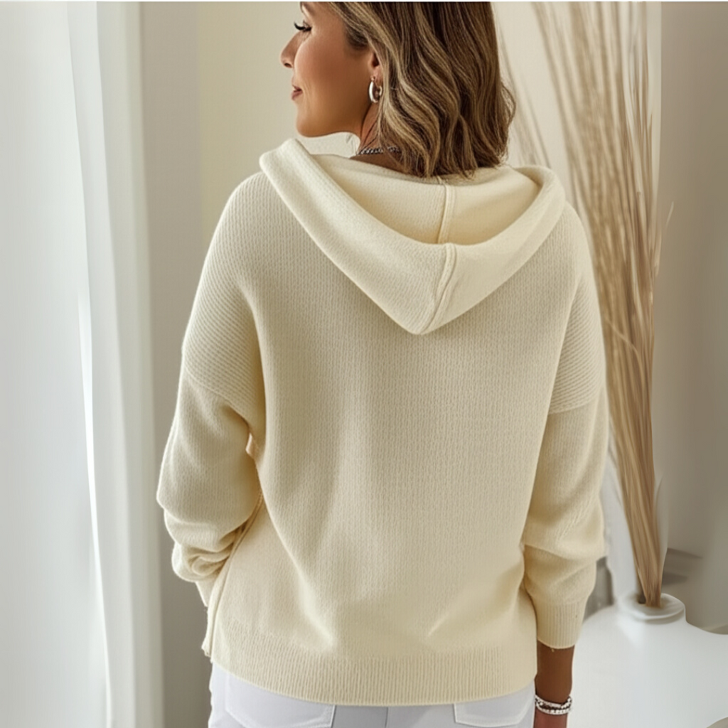 Rosie Cardigan a Capuche in Tricot per Donna – Linea Droite Chaleureuse a l’Aspect Cachemire