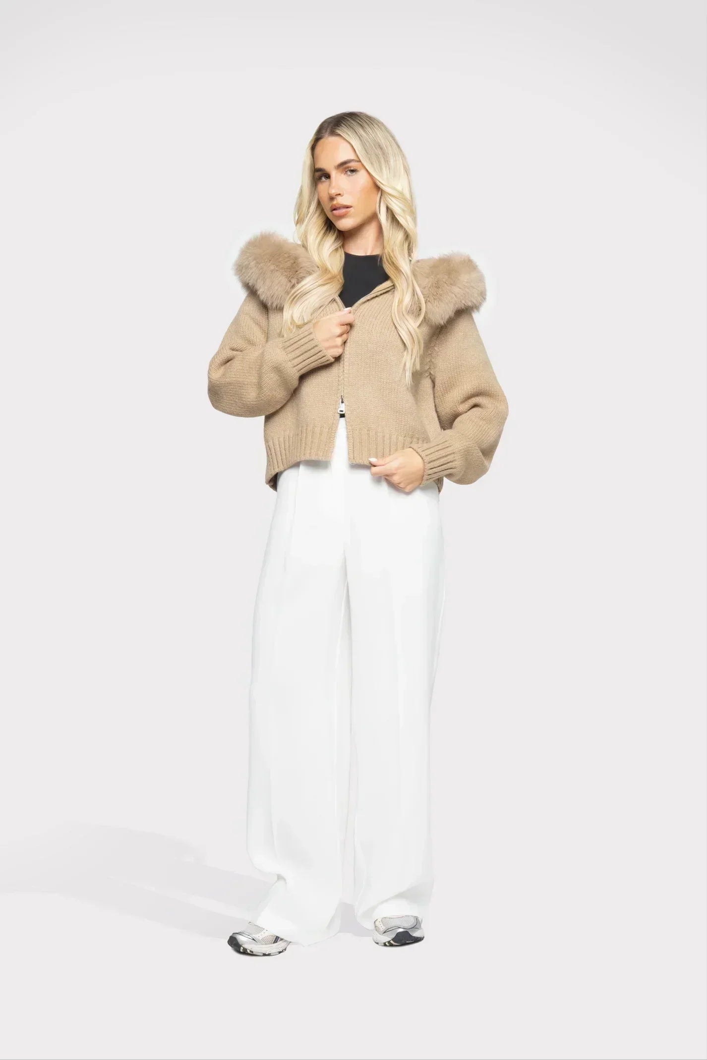Janelle Giacca Donna – Giacca in Lana Elegante con Capuche Doublée di Fourrure