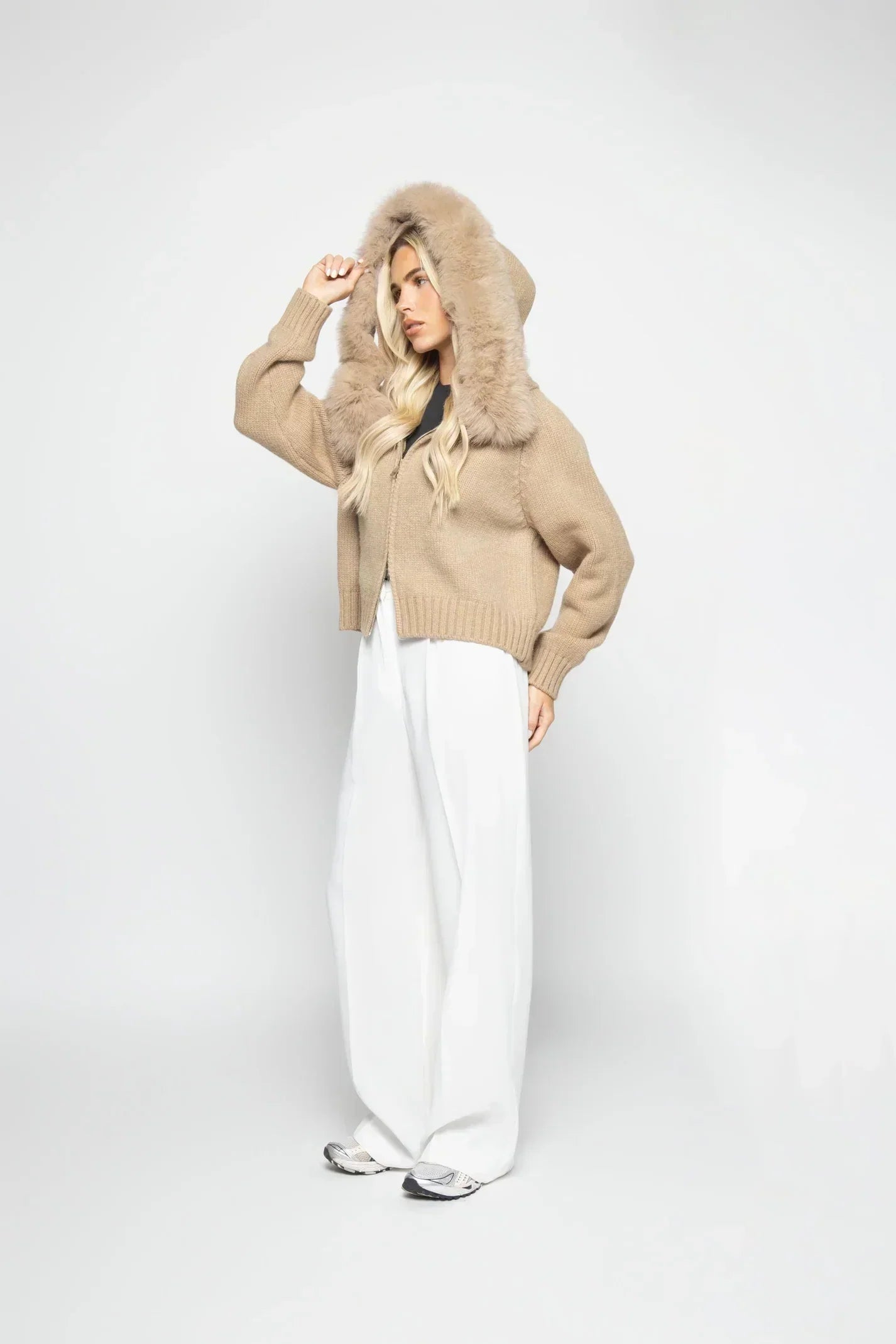 Janelle Giacca Donna – Giacca in Lana Elegante con Capuche Doublée di Fourrure