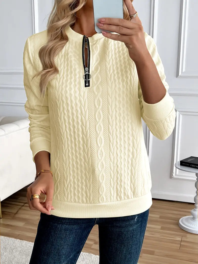 Margaux Sweat Donna Inverno – Maglione Zippé Confortevole in Maglia con Design Elegante
