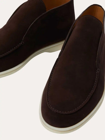 Mocassini Uomo in pelle scamosciata marrone, eleganti — vista 5
