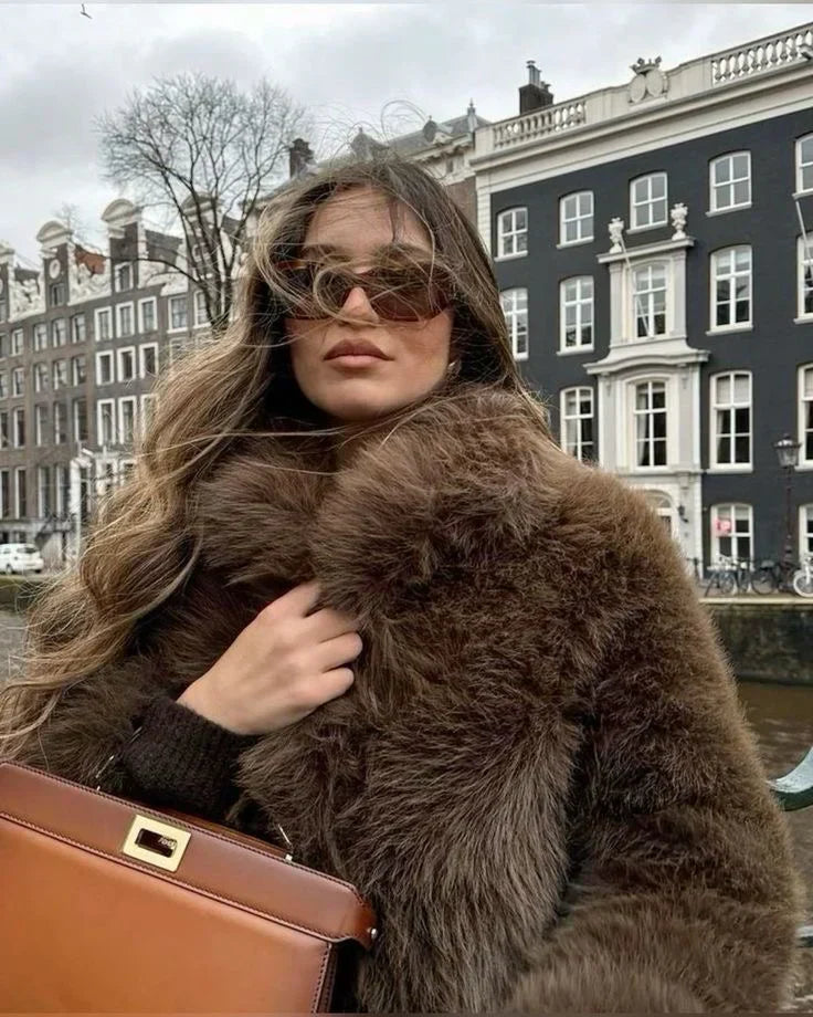 Julien Cappotto Faux-Fur Donna – Giacca Inverno Morbida & Chaude con Linea Casual Elegante