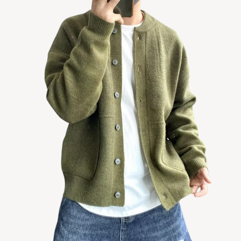 Zayden Cardigan Uomo in Lana a Boutons – Cardigan Elegante in Mélange Lana