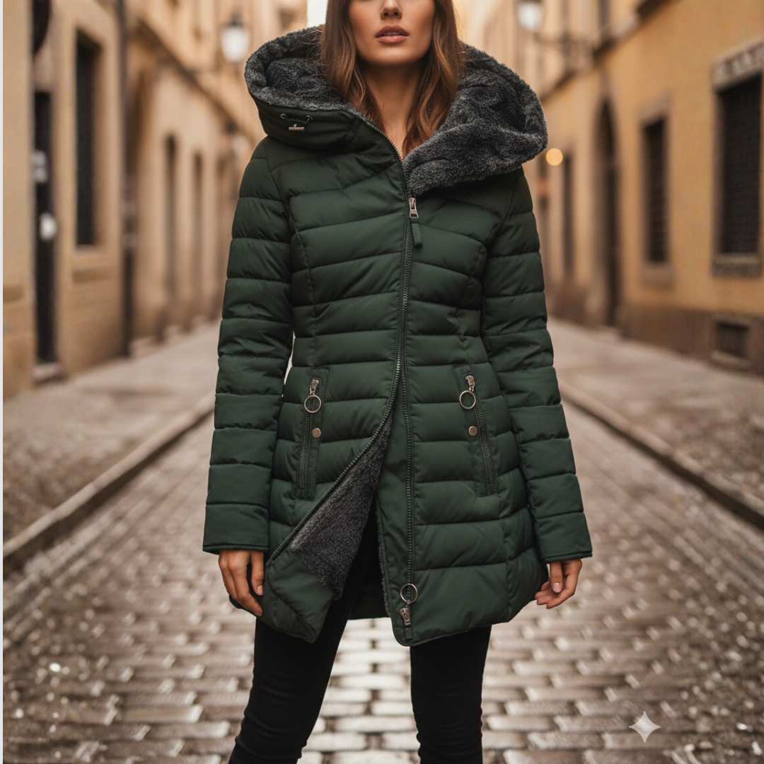 Remedios Giacca Matelassée Donna – Capuche Doublée, Linea Confortevole & Chaleur Urbaine