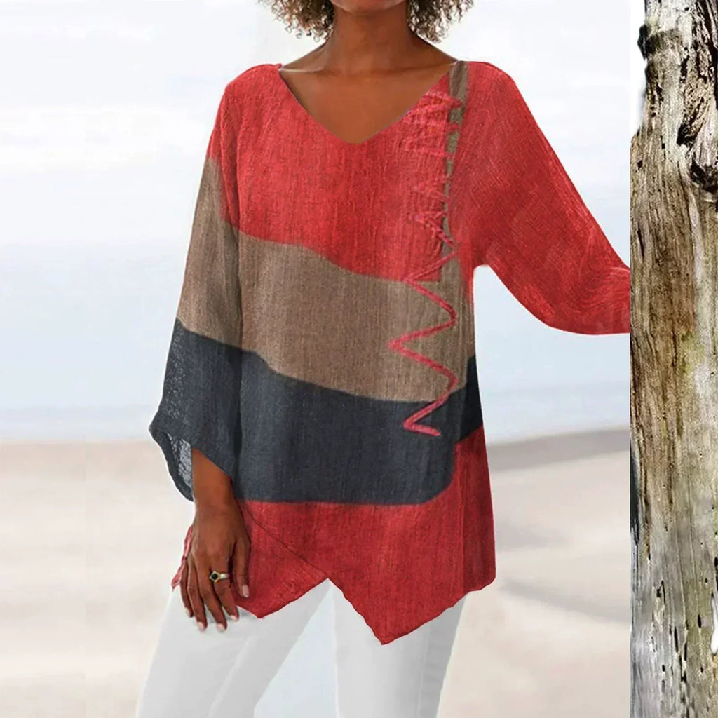 Solange Top Donna – Design Bicolore a Scollo a V & Linea Flatteuse per Comfort e Style