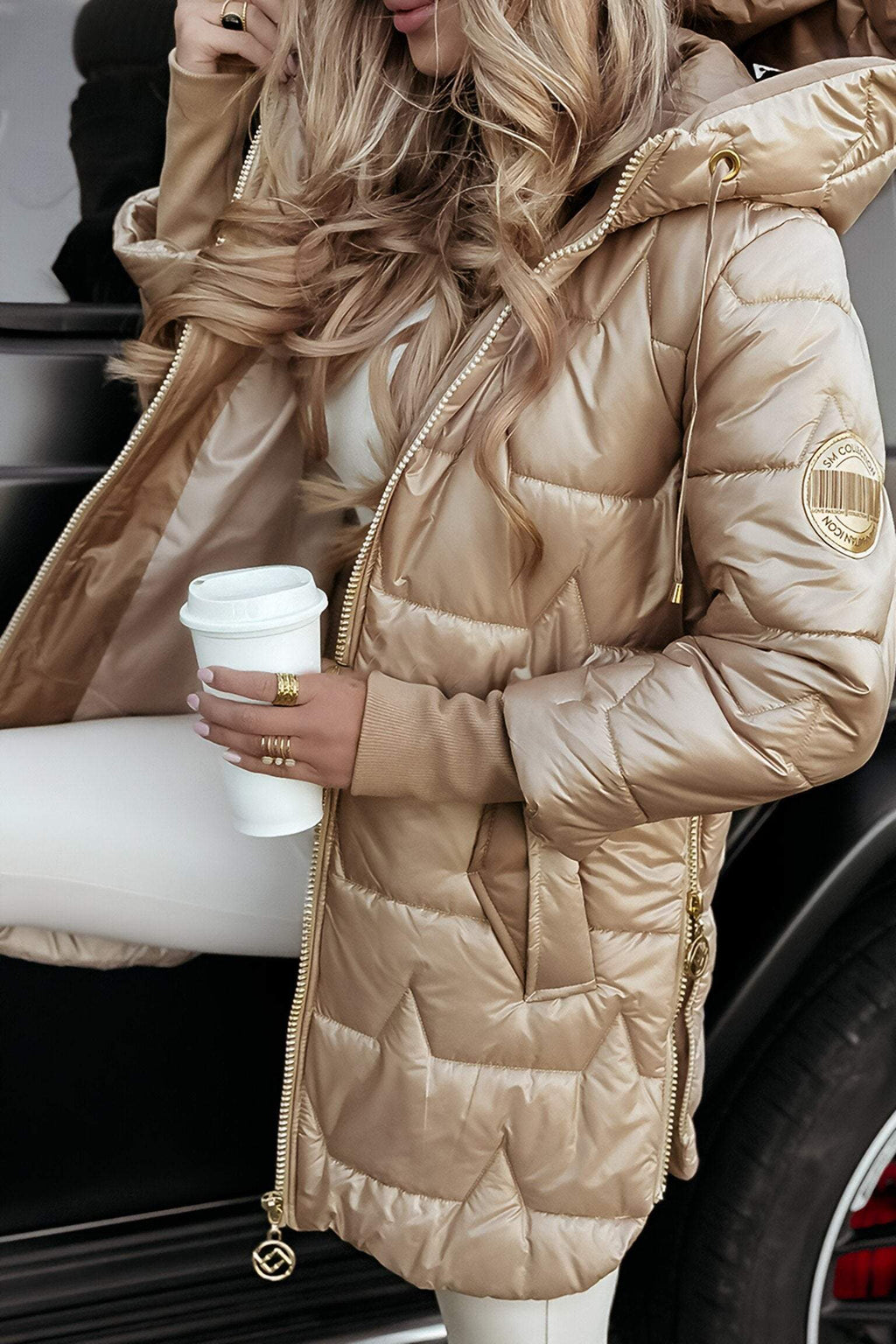 Kimberly Cappotto d’Automne a Capuche per Donna – Giacca Chaude in Mélange di Cotone con Linea Morbida & Design Intemporel