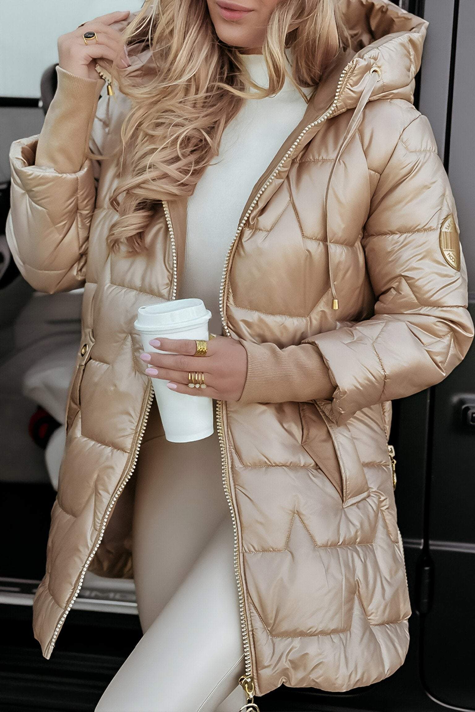 Kimberly Cappotto d’Automne a Capuche per Donna – Giacca Chaude in Mélange di Cotone con Linea Morbida & Design Intemporel