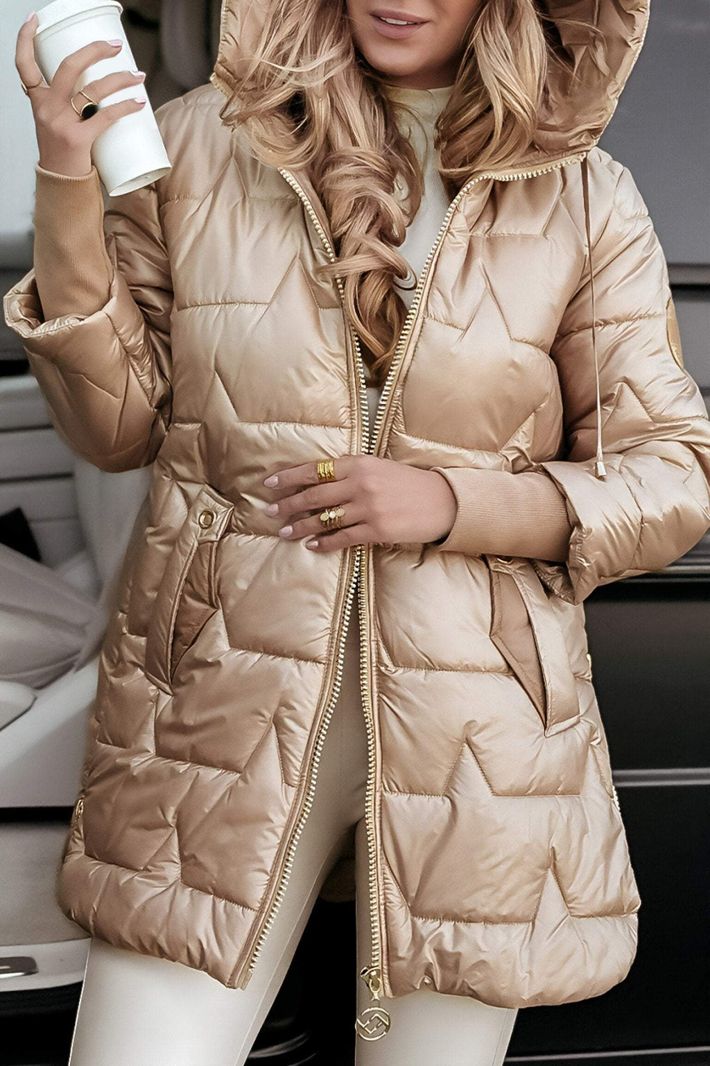 Kimberly Cappotto d’Automne a Capuche per Donna – Giacca Chaude in Mélange di Cotone con Linea Morbida & Design Intemporel