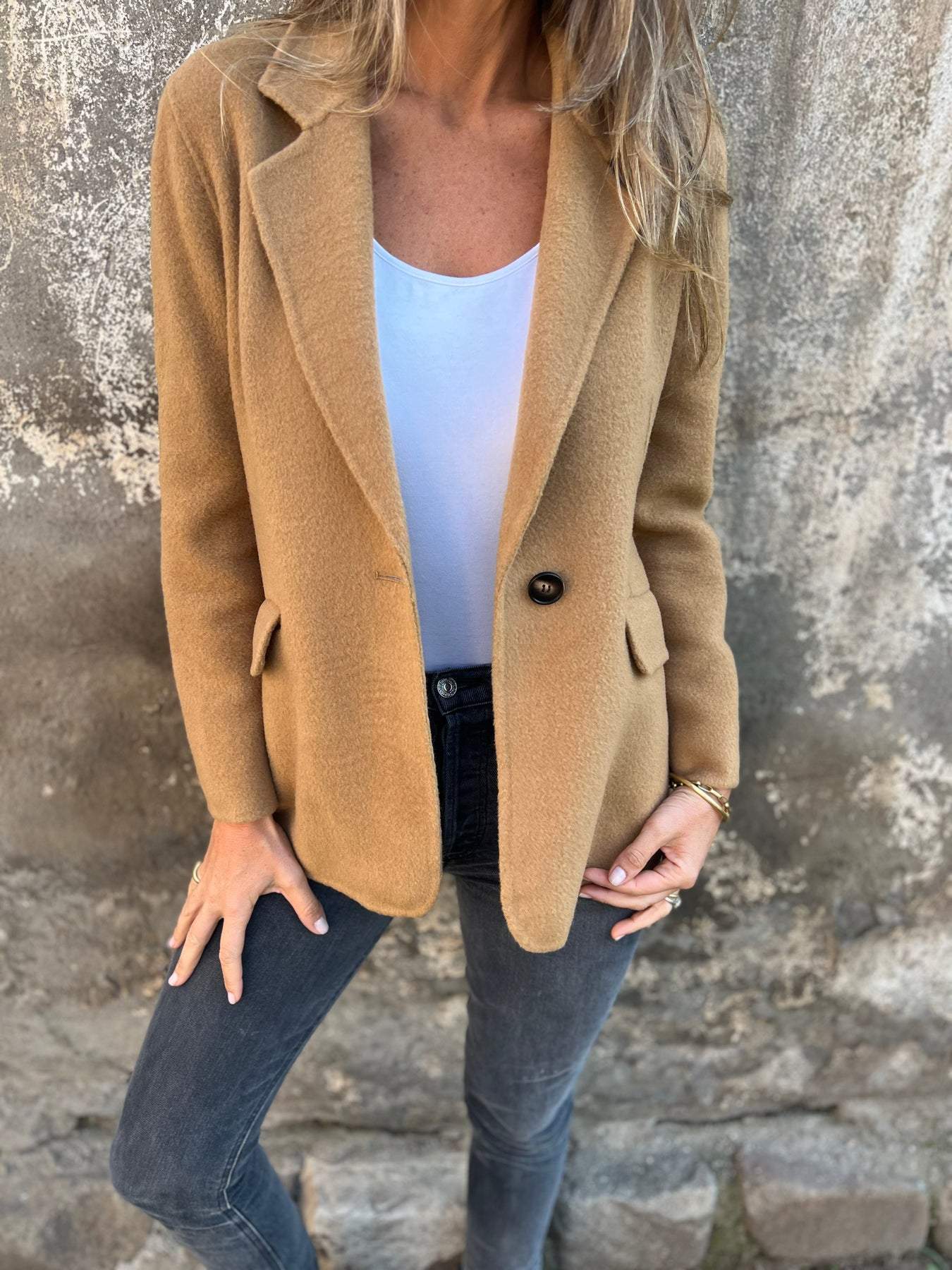 Haggai Blazer Donna Elegante – Giacca Classique in Lana Mélangée Morbida & Polyvalente