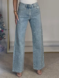 Rachel Jeans Vita Alta Scintillant per Donna – Linea Flatteuse con Détails Brillants & Style Moderne