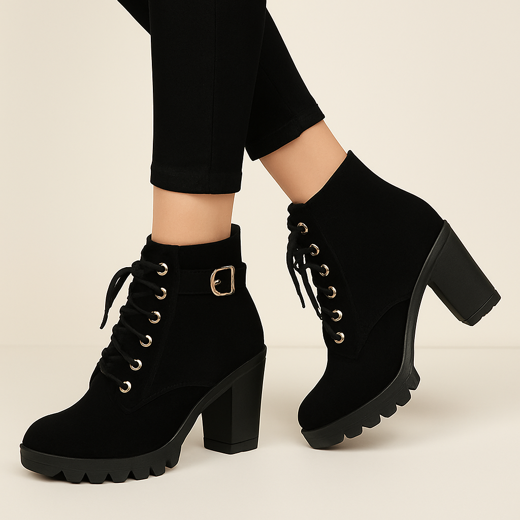 Luciana Bottines Donna Style Martin a Boucle Métallique – Talon Épais Confortevole & Style Moderne