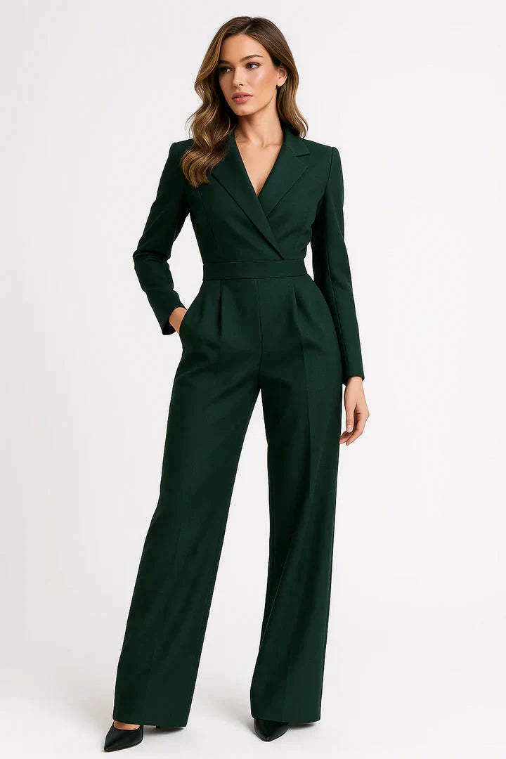 Zaan Combinaison Blazer Donna – Pièce Unique a Revers in V & Jambes Évasées con Linea Elegante Moderne
