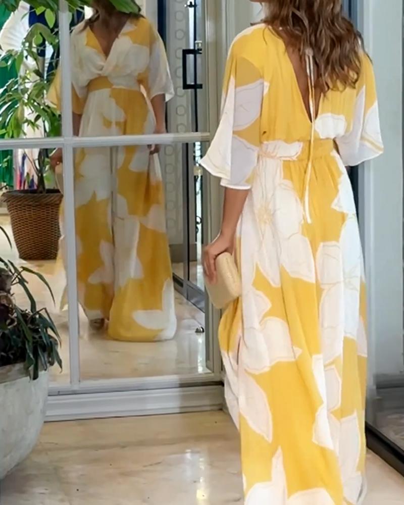 Robe Donna Calypso – Elegante Abito a Fiori con Détails Contrastés & Linea Féminine