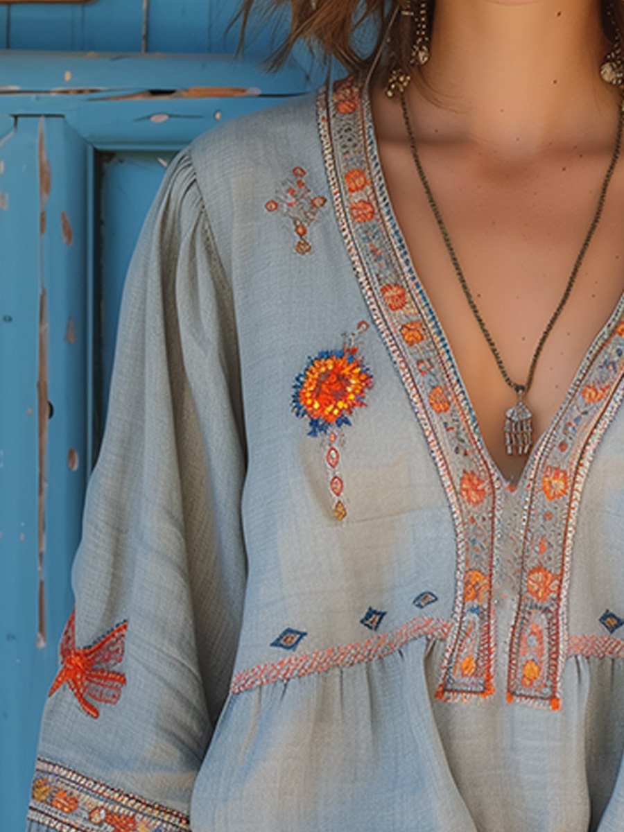 Sienna Blusa Donna Bohémien – Broderie Authentique & Linea Estivale Aérée