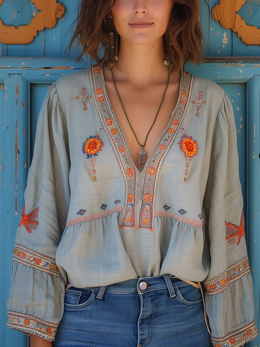 Sienna Blusa Donna Bohémien – Broderie Authentique & Linea Estivale Aérée