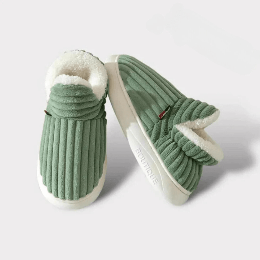 Lily Donna Chaussons – Pantoufles in Velluto Côtelé con Doublure Fourrure & Semelle Antidérapante