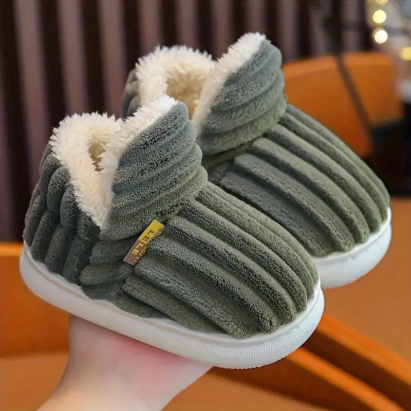 Lily Donna Chaussons – Pantoufles in Velluto Côtelé con Doublure Fourrure & Semelle Antidérapante