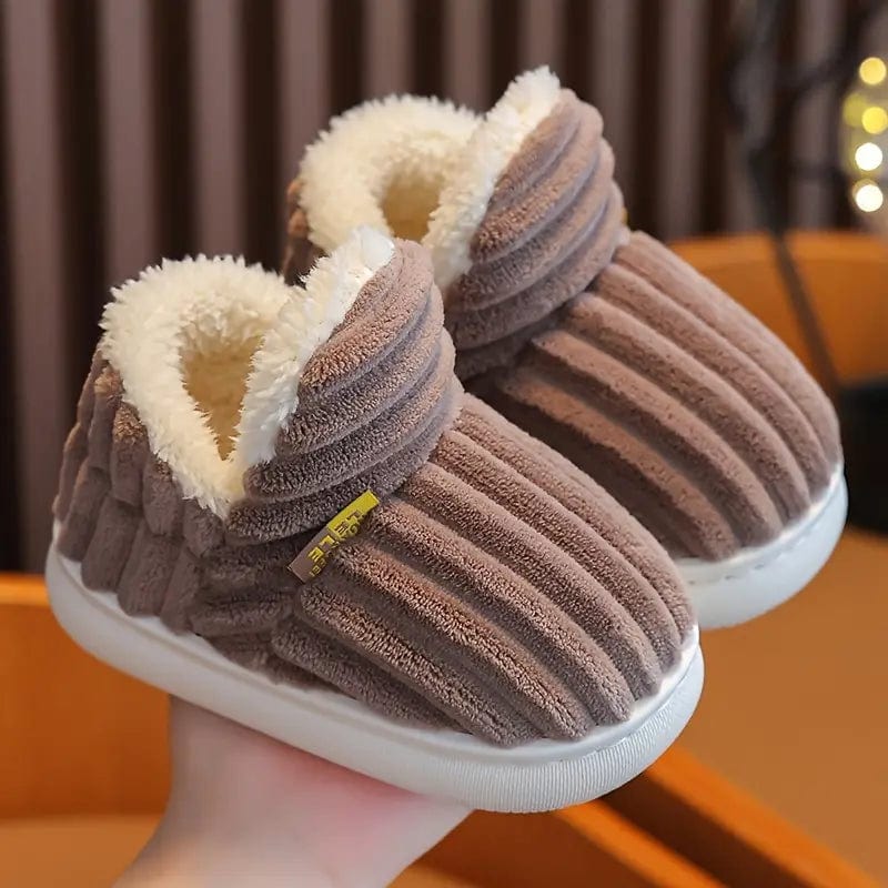 Lily Donna Chaussons – Pantoufles in Velluto Côtelé con Doublure Fourrure & Semelle Antidérapante