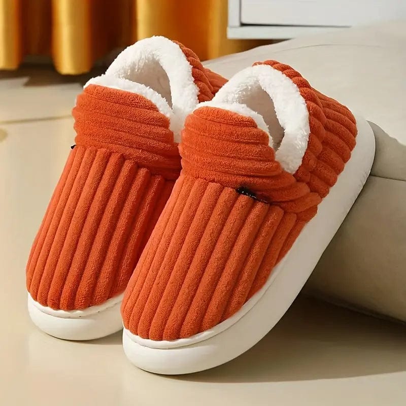 Lily Donna Chaussons – Pantoufles in Velluto Côtelé con Doublure Fourrure & Semelle Antidérapante