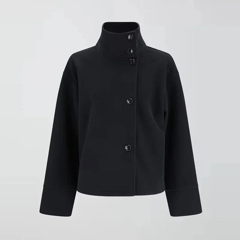 Julie Cappotto Court Donna – Col Montant Elegante, Tissu Morbido & Style Moderne