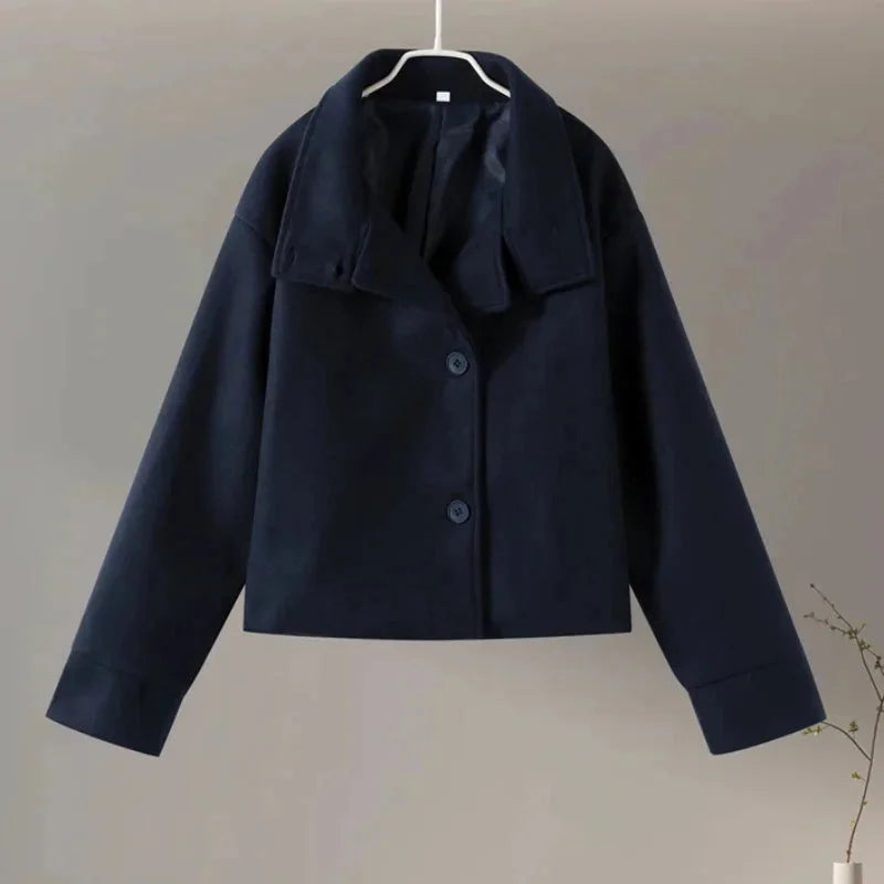 Julie Cappotto Court Donna – Col Montant Elegante, Tissu Morbido & Style Moderne