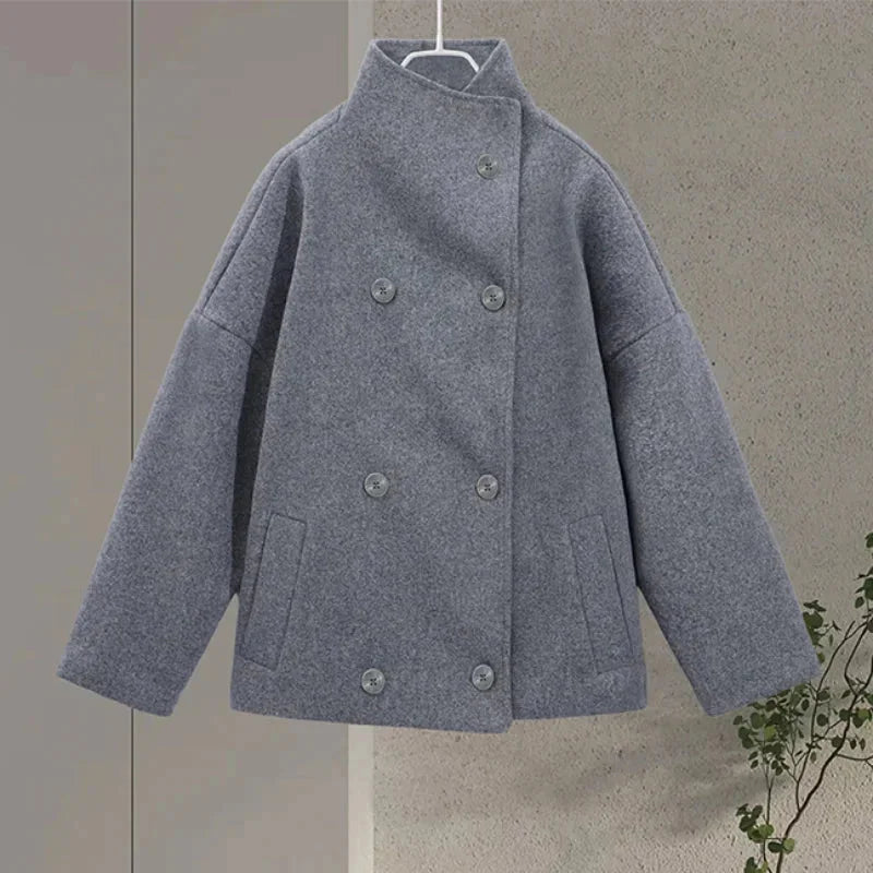 Julie Cappotto Court Donna – Col Montant Elegante, Tissu Morbido & Style Moderne