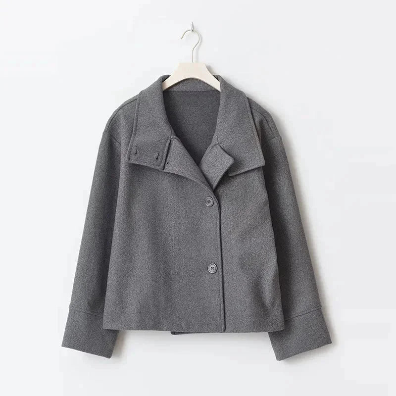 Julie Cappotto Court Donna – Col Montant Elegante, Tissu Morbido & Style Moderne