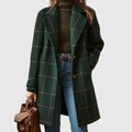 Jaziel Cappotto Donna a Carreaux Verts – Linea Elegante, Chaleur Hivernale & Style Intemporel