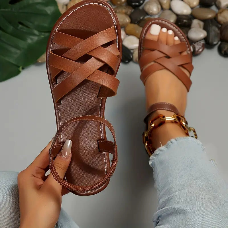 Sloane Sandali Donna – Sandali Plates a Fasce Croisées con Comfort & Style Casual