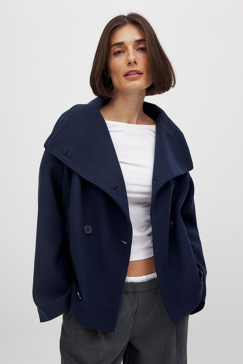 Zhane Cappotto Donna in Lana Mélangée – Giacca Oversize Croisée Chaude con Linea Structurée Elegante