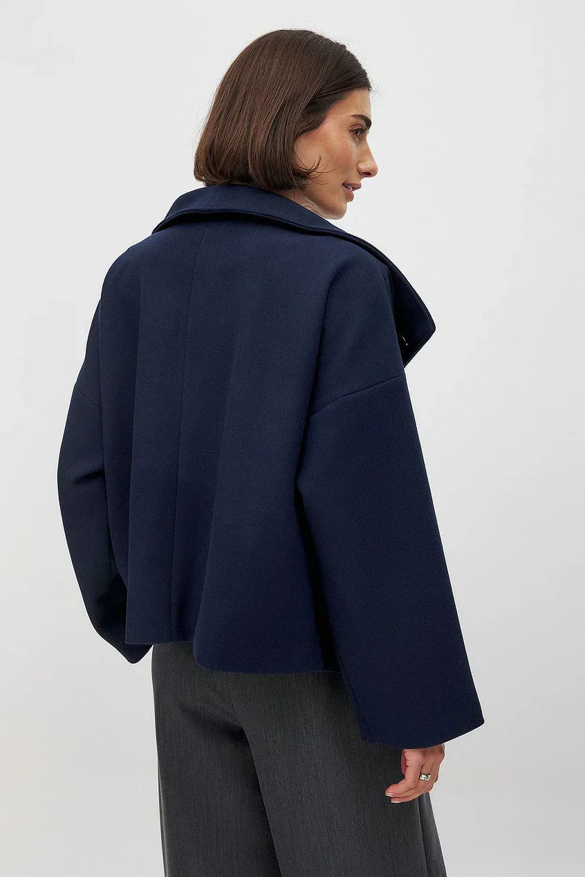 Zhane Cappotto Donna in Lana Mélangée – Giacca Oversize Croisée Chaude con Linea Structurée Elegante