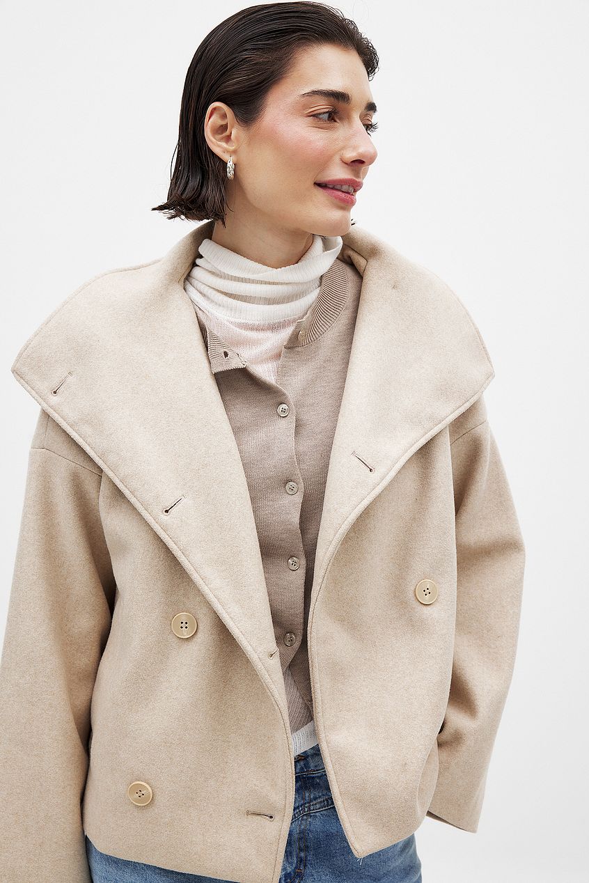 Zhane Cappotto Donna in Lana Mélangée – Giacca Oversize Croisée Chaude con Linea Structurée Elegante