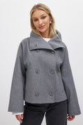 Zhane Cappotto Donna in Lana Mélangée – Giacca Oversize Croisée Chaude con Linea Structurée Elegante