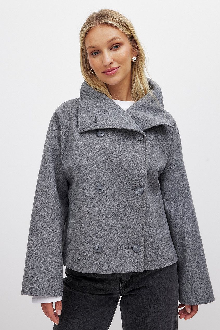 Zhane Cappotto Donna in Lana Mélangée – Giacca Oversize Croisée Chaude con Linea Structurée Elegante