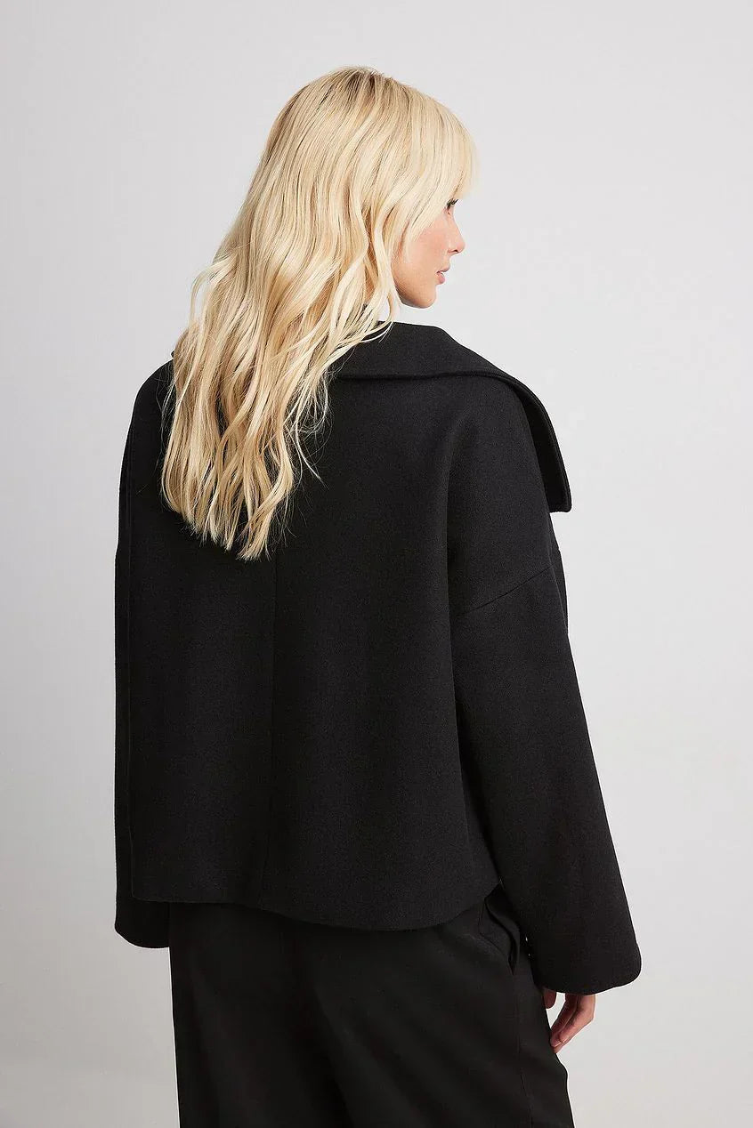 Zhane Cappotto Donna in Lana Mélangée – Giacca Oversize Croisée Chaude con Linea Structurée Elegante