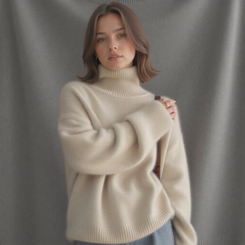 Sydney Maglione Donna Dolcevita Oversize in Cachemire – Morbido, Caldo & Elegante