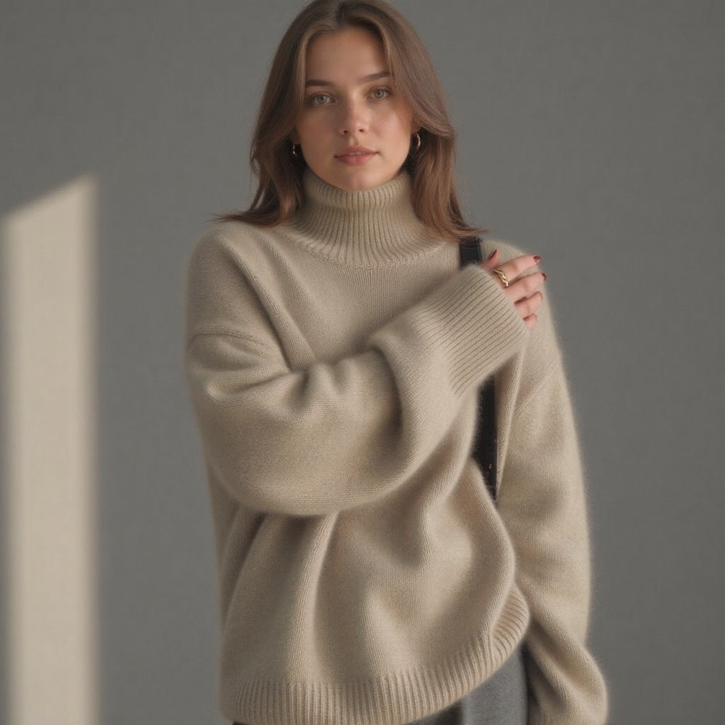 Sydney Maglione Donna Dolcevita Oversize in Cachemire – Morbido, Caldo & Elegante