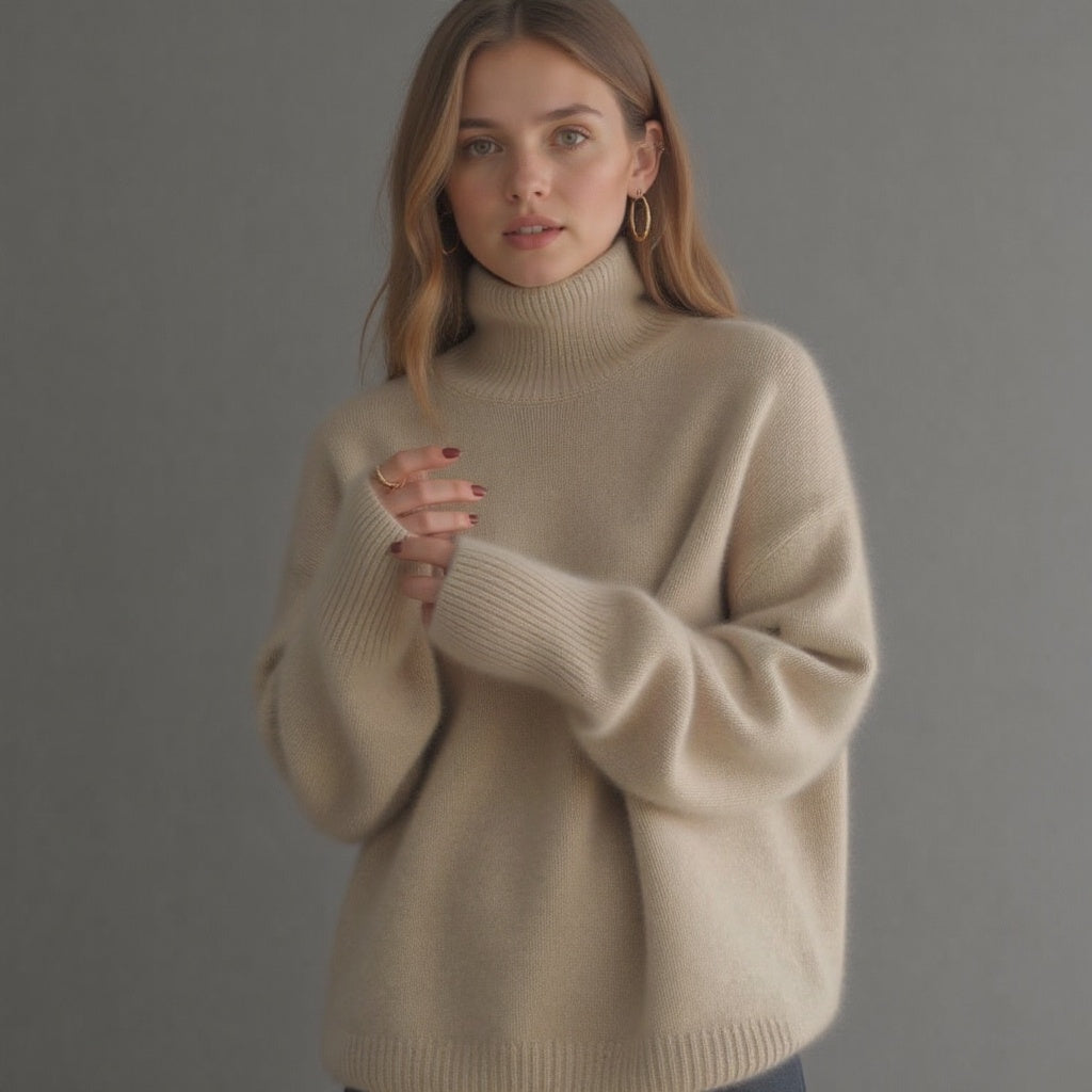 Sydney Maglione Donna Dolcevita Oversize in Cachemire – Morbido, Caldo & Elegante
