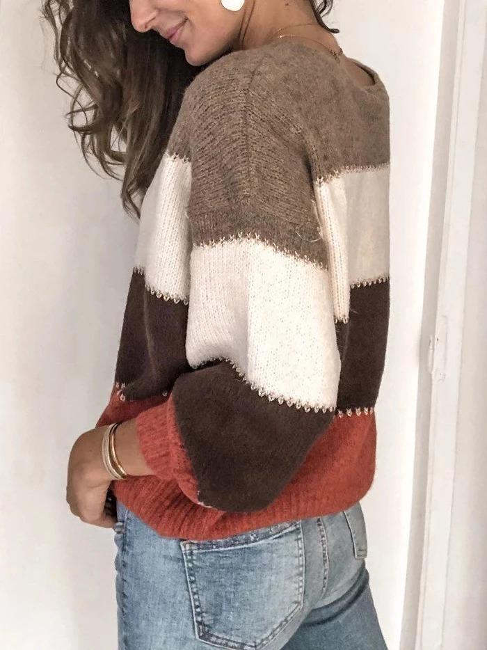 Sarah Maglione Donna – Tricot Rayé Confortevole & Elegante a Maniche Lunghe