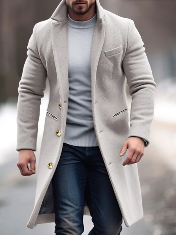 Robert Cappotto Uomo Inverno – Long Elegante con Tasche Pratiques, Boutons & Linea Ajustée