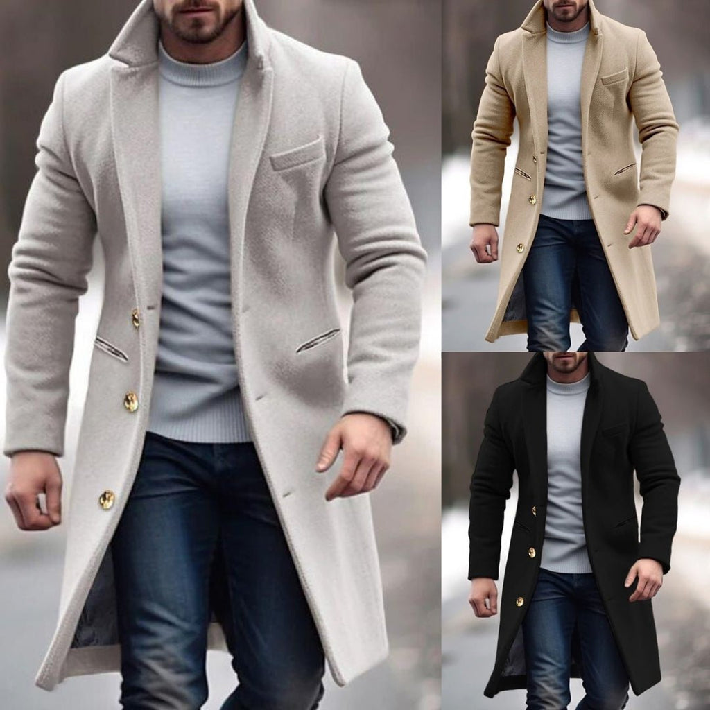 Robert Cappotto Uomo Inverno – Long Elegante con Tasche Pratiques, Boutons & Linea Ajustée