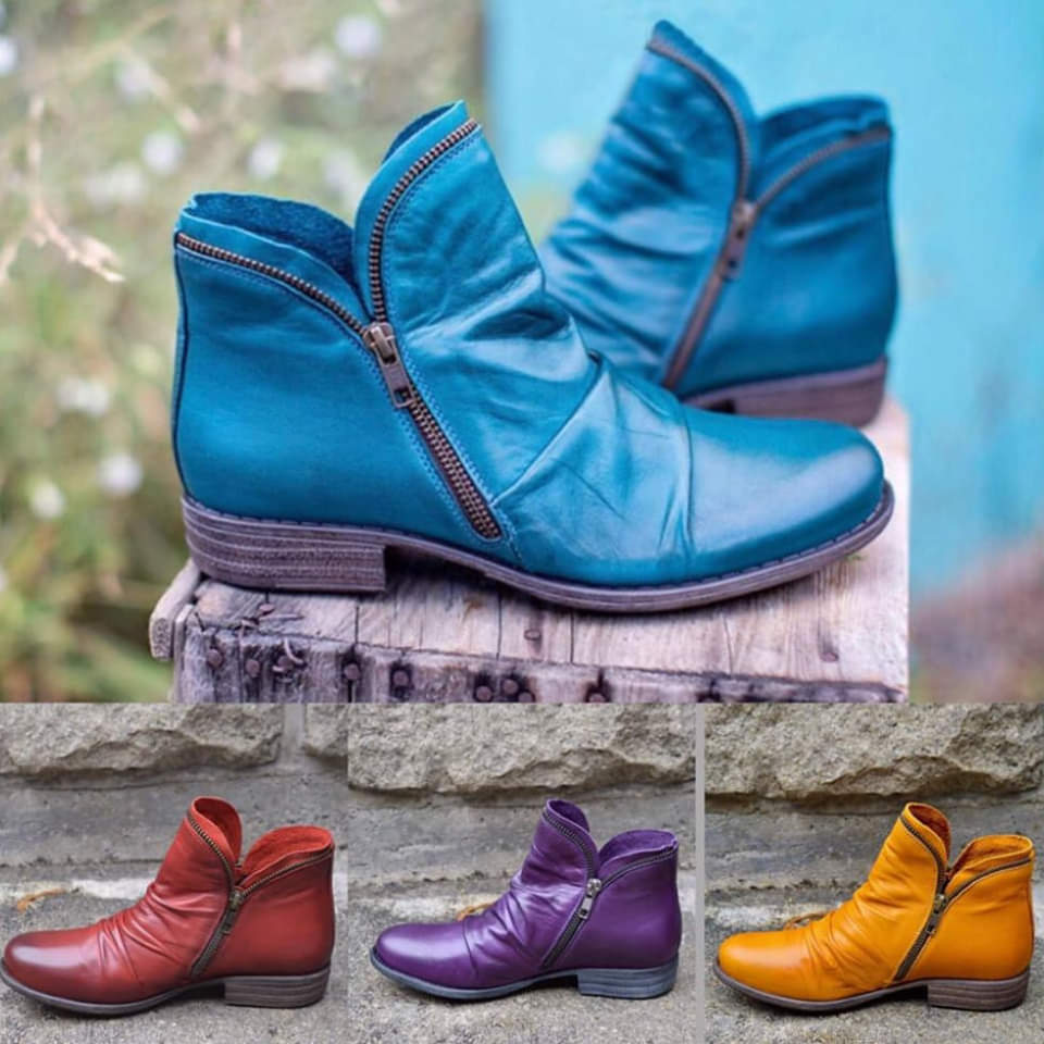 Valentina Donna Stivali in Cuir – Bottines Eleganti con Fermeture Éclair Confortevole & Durable