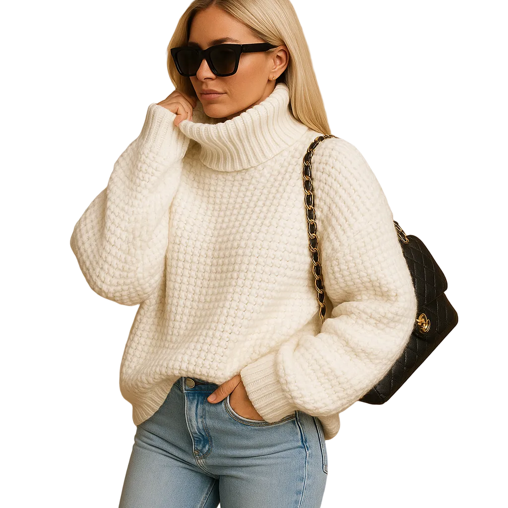 Loraine Maglione Dolcevita Donna in Maglia – Linea Relax & Chaleur Respirante Intemporelle