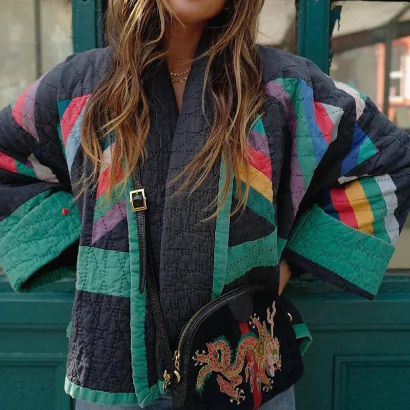 Zeline Giacca Matelassée Donna – Cappotto Oversize Patchwork Rétro al Style Moderne