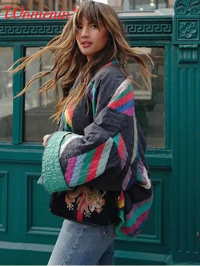 Zeline Giacca Matelassée Donna – Cappotto Oversize Patchwork Rétro al Style Moderne