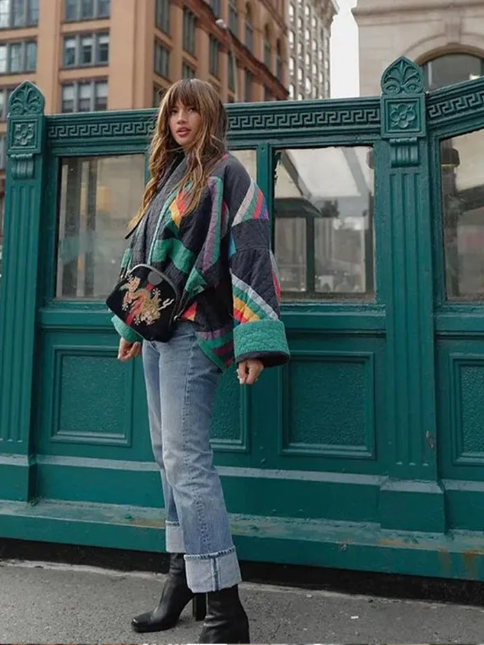 Zeline Giacca Matelassée Donna – Cappotto Oversize Patchwork Rétro al Style Moderne
