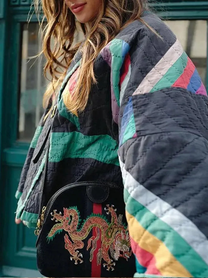 Zeline Giacca Matelassée Donna – Cappotto Oversize Patchwork Rétro al Style Moderne