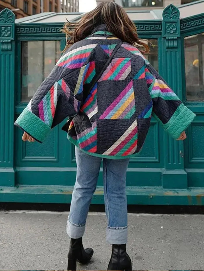 Zeline Giacca Matelassée Donna – Cappotto Oversize Patchwork Rétro al Style Moderne